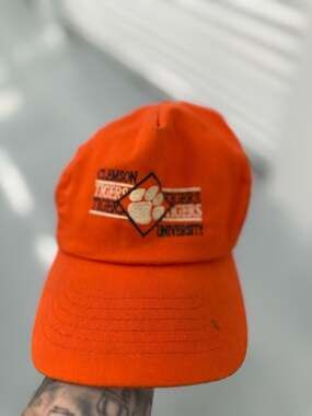 Vintage Clemson Tigers University Orange Spellout Snapback Hat